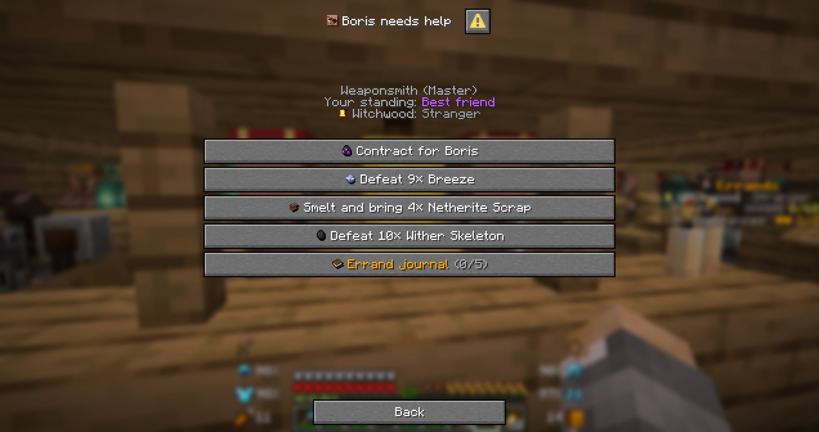 A Master weaponsmith's errands, with this week's contract on top