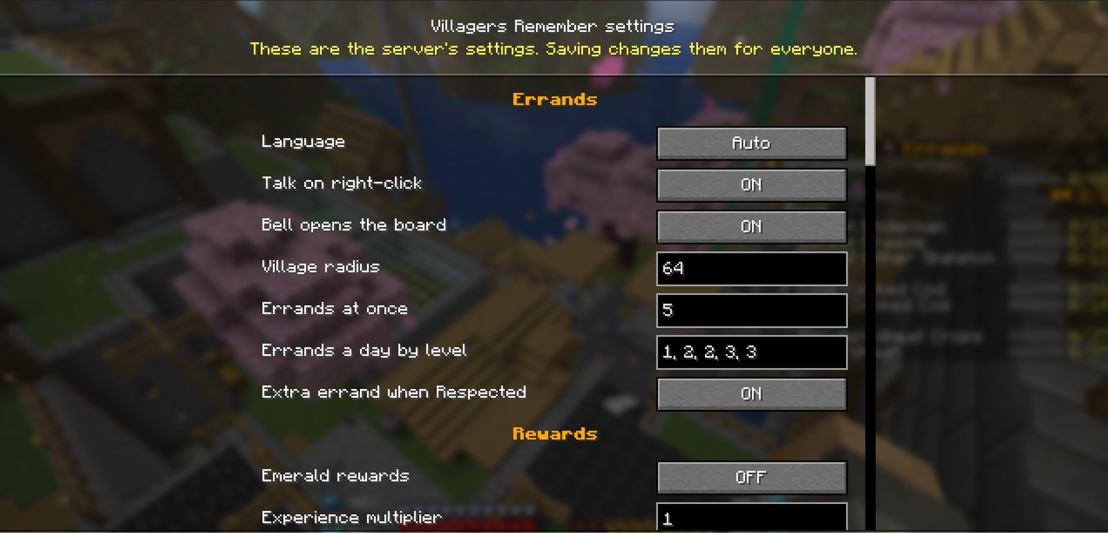 Admins with the mod on their client edit the server's settings here