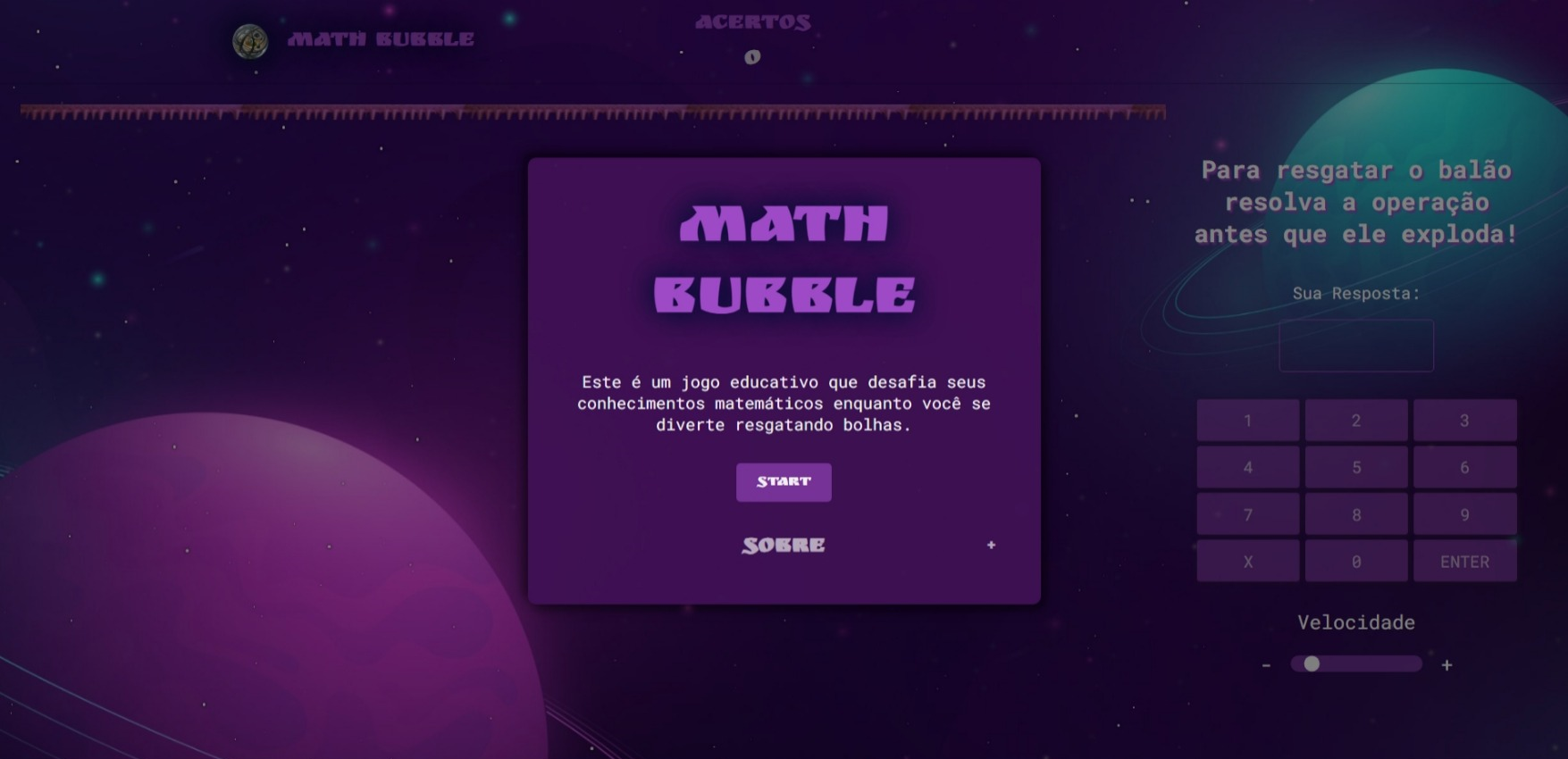 Pré-visualização do Projeto Math Bubble Game