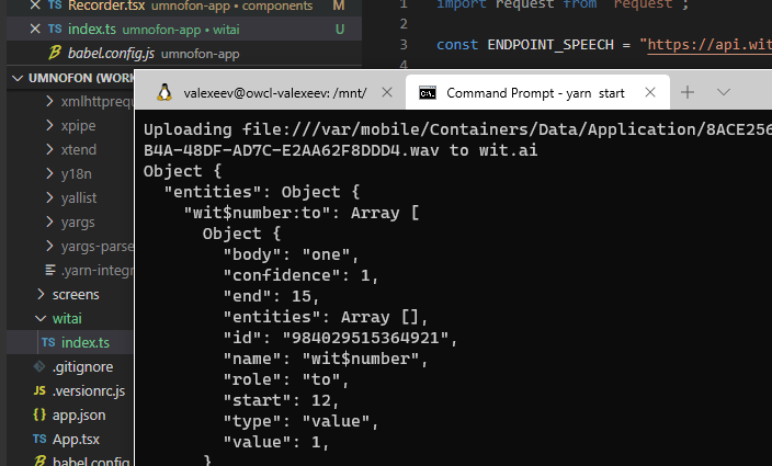 first successful recognition with wit.ai