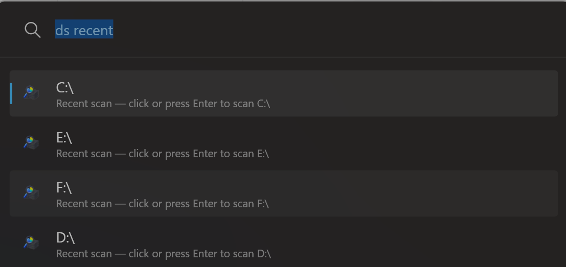 Recent scans history