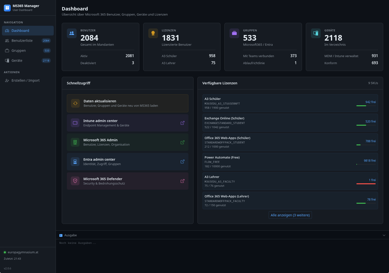 MS365 Manager Screenshot
