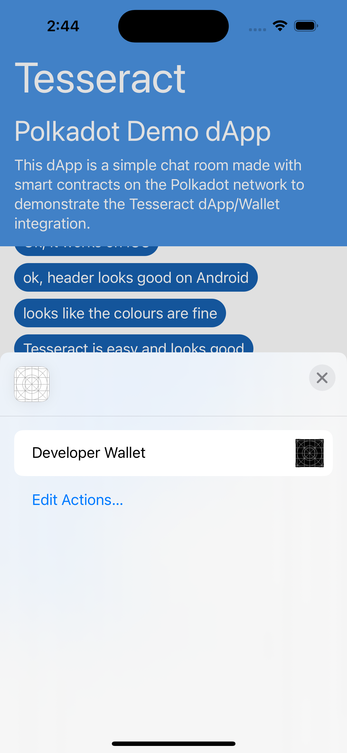 Wallet choosing on iOS