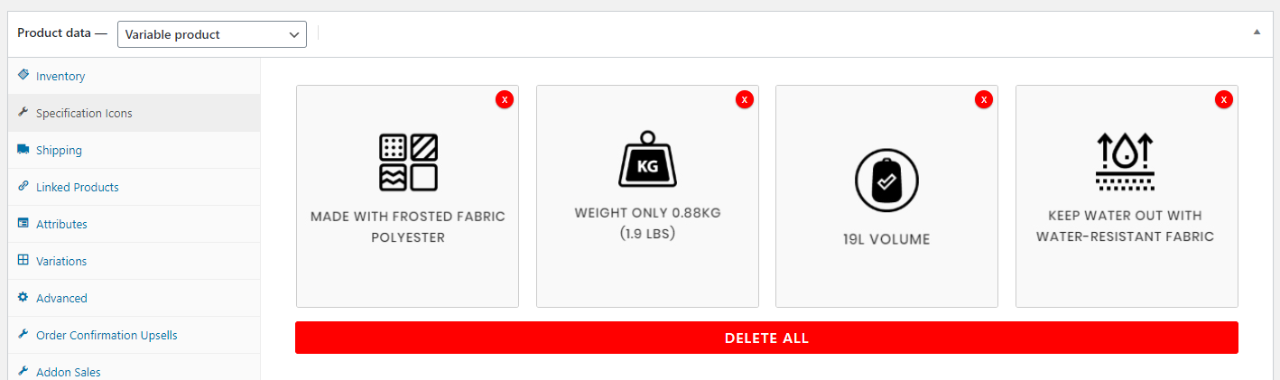 product edit page