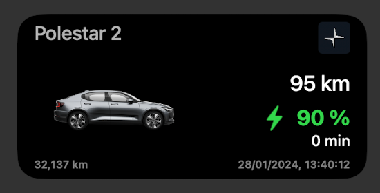 Polestar Medium Widget Charging Done