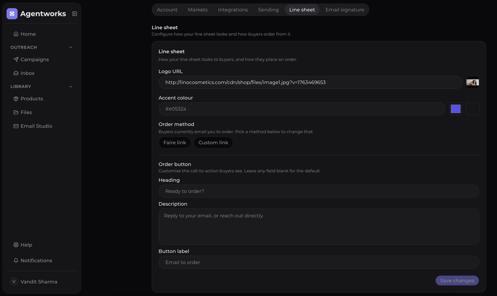 Customizing a CPG line sheet inside the Agentworks Scout platform