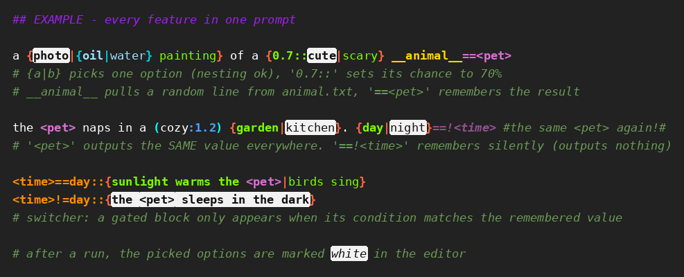 Example prompt with all features
