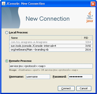 Kết nối với JMX Agent bằng JMX Service URL