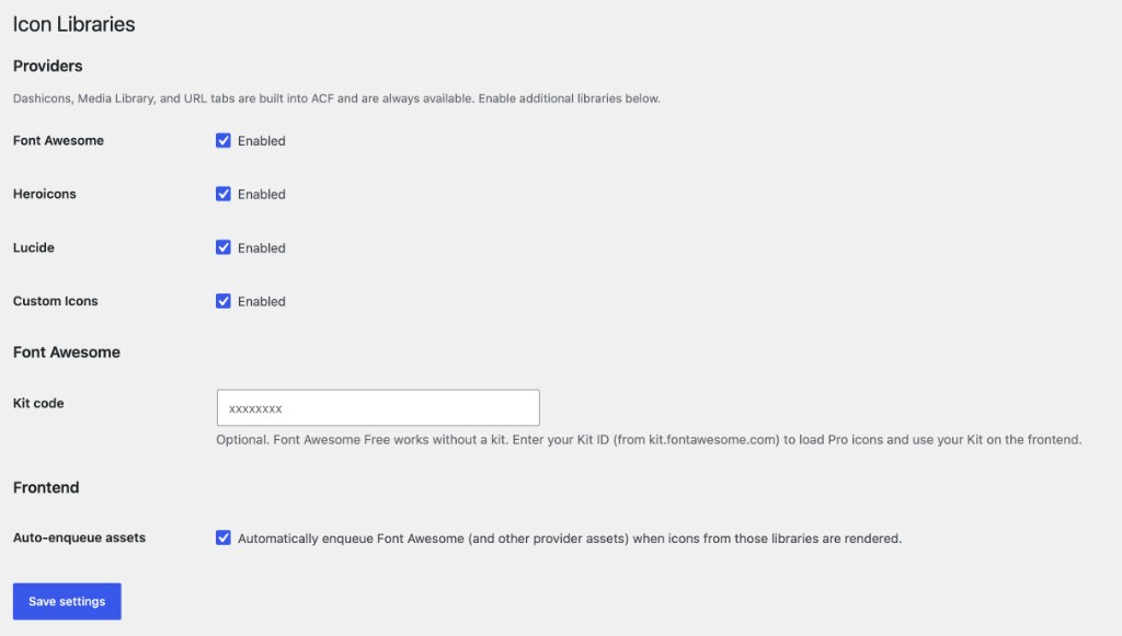 Settings — providers
