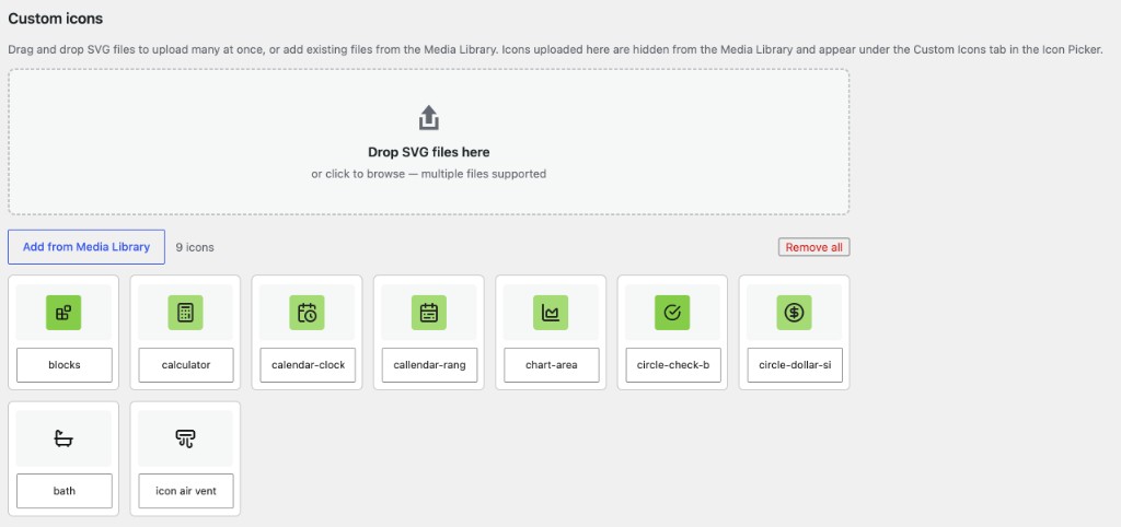 Custom icons upload