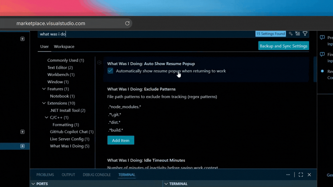 Extension Settings Configuration