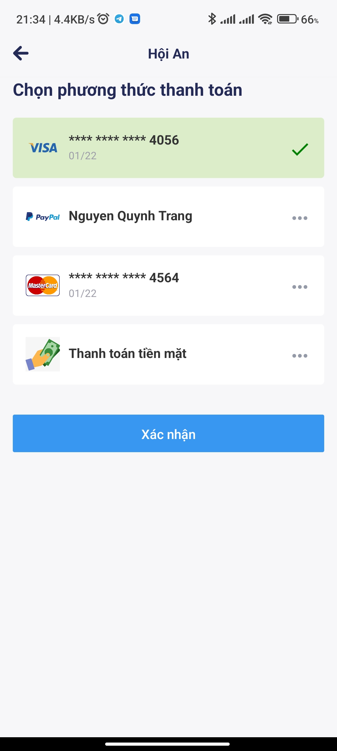 Select Payment Method Screen