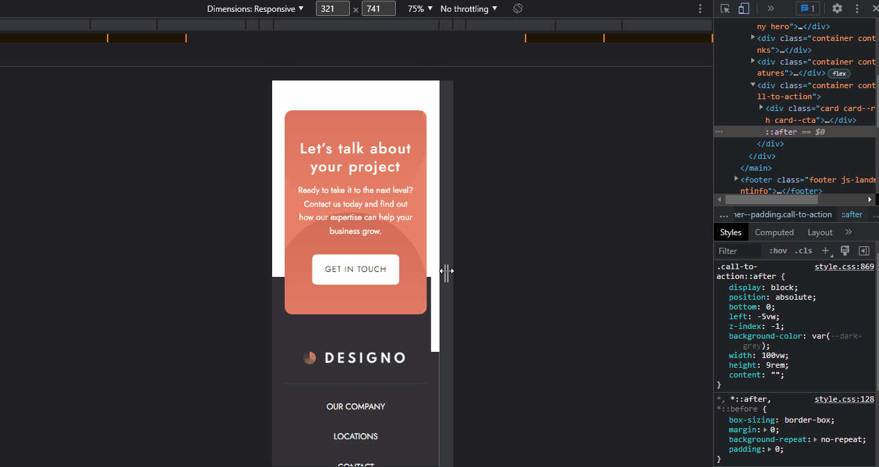 The pseudo-element is never filling the entire page and misaligned on all screen sizes