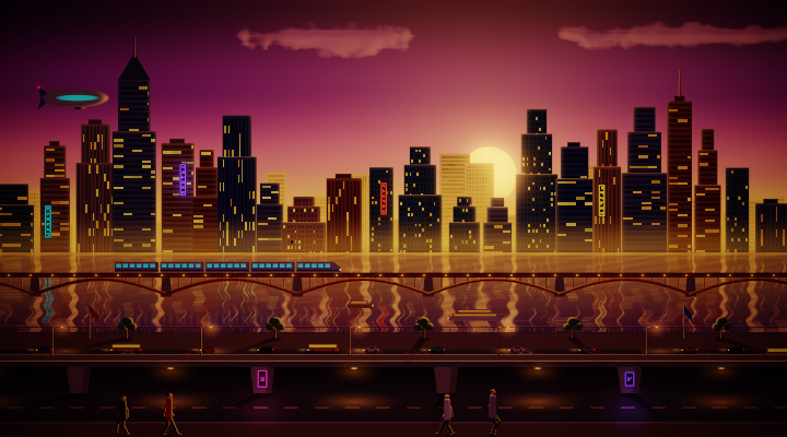 City at sunset
