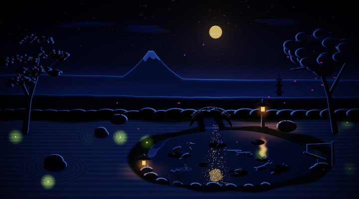 Zen garden at night