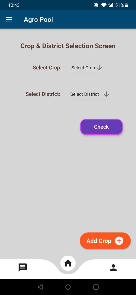 Crop and location selection screen