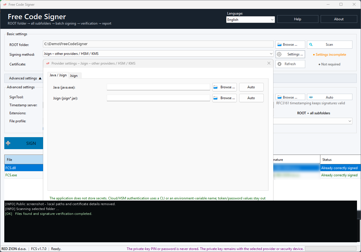 Jsign configuration