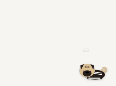 Buddy at the bottom of the screen: a pug naps, then bubbles pop up saying an agent's draft is ready