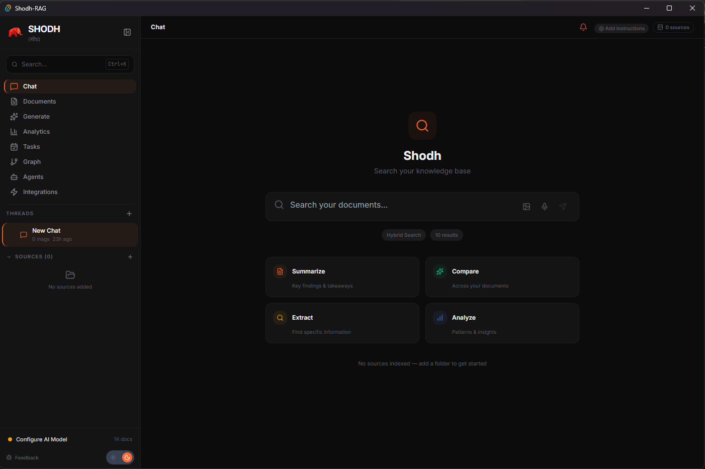 Shodh — Main Interface