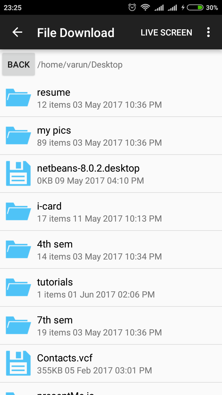 Downloading File Screen