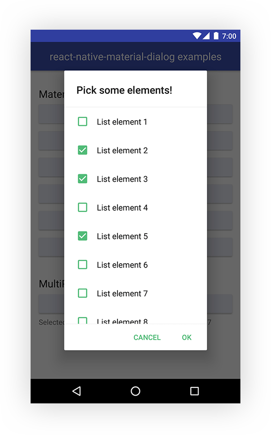 React Native Material Dialog Android Showcase