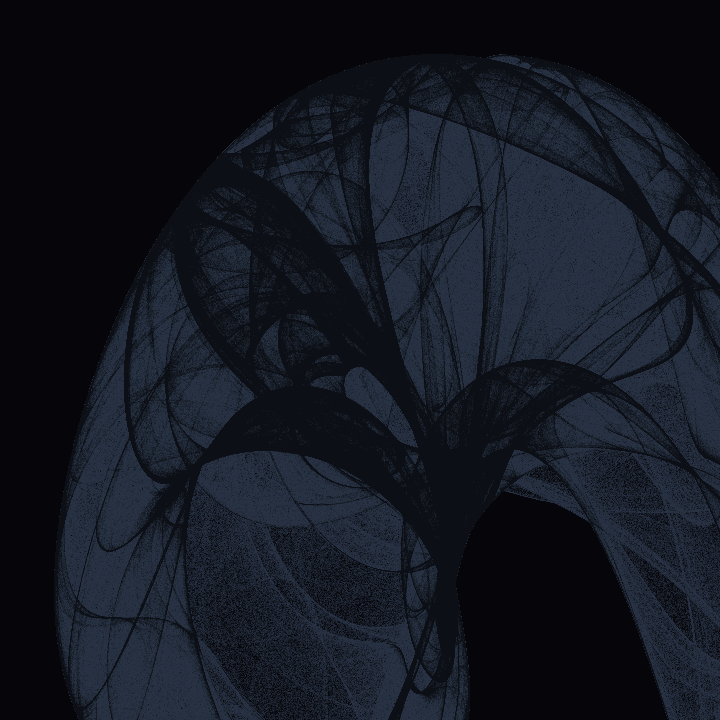 A de Jong strange attractor made in Rune
