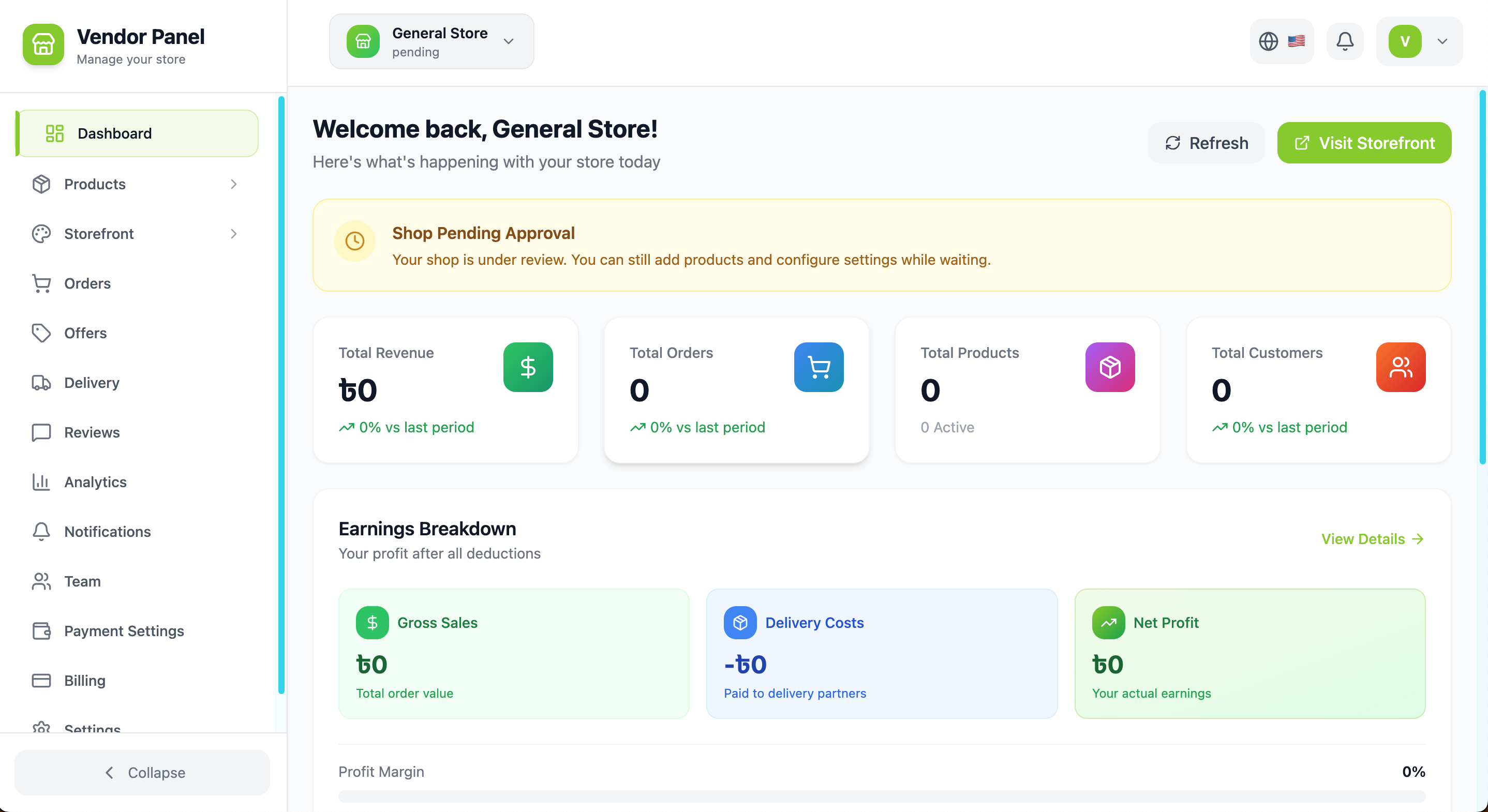 Vendor Dashboard