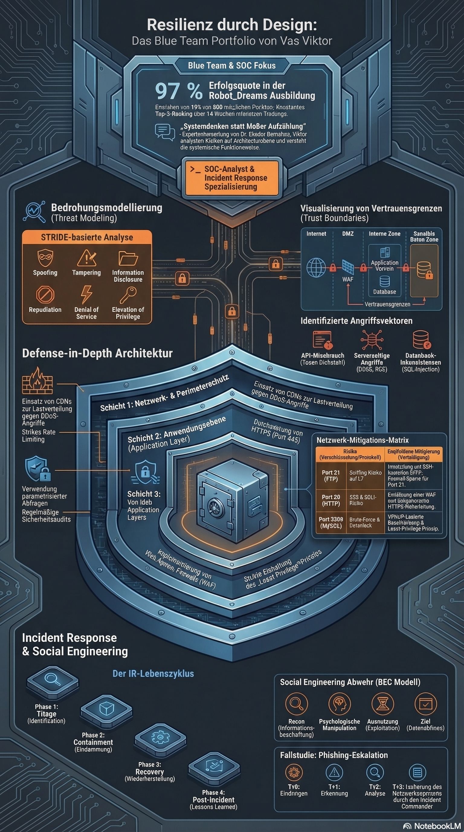 Defense-in-Depth Architektur Infografik