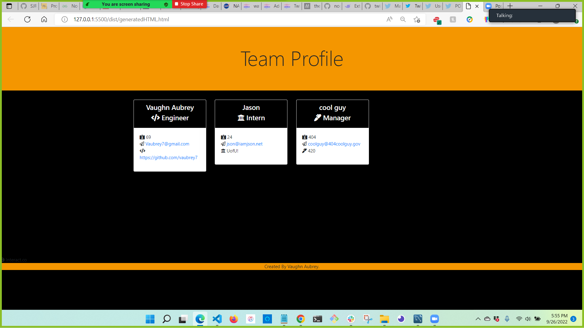 GitHub - vaubrey7/Team_Profile_Generator_OOP: Assignment 10