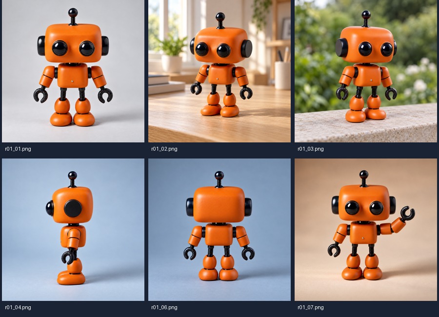 Six selected R01 robot views