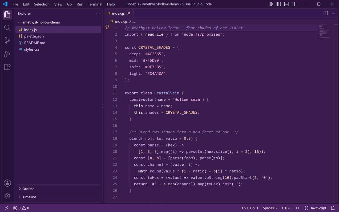 Amethyst Hollow Theme Dark