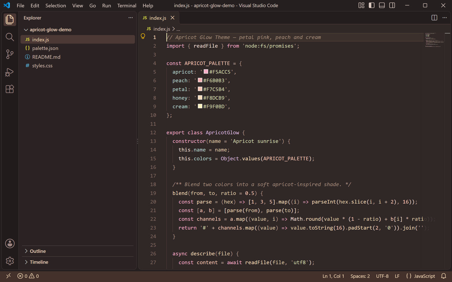 Apricot Glow Theme Dark