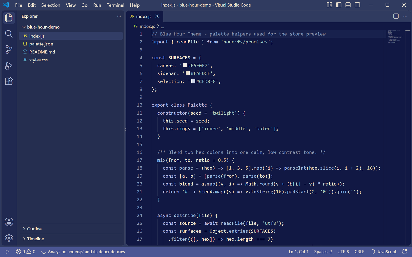 Blue Hour Theme Dark