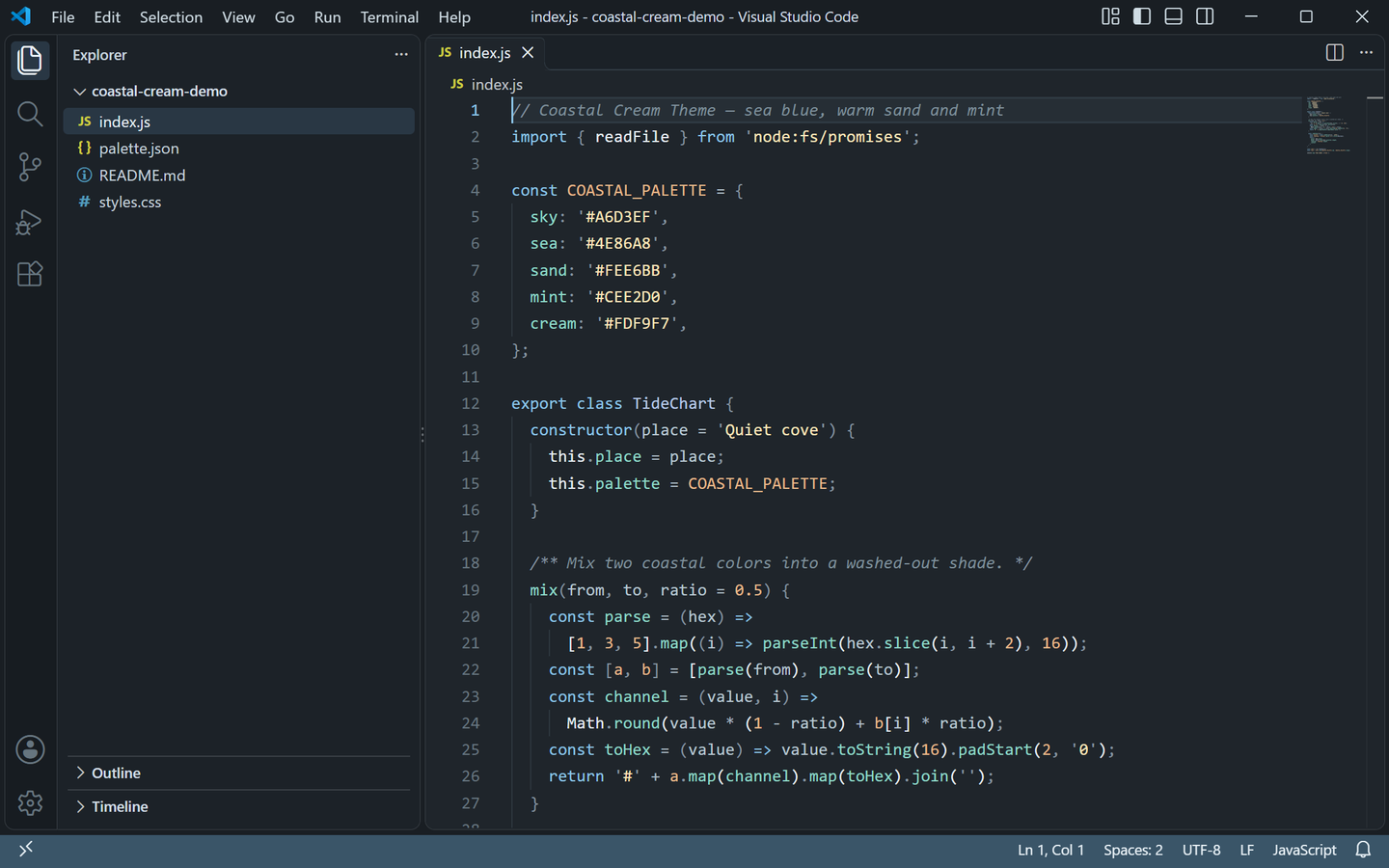 Coastal Cream Theme Dark