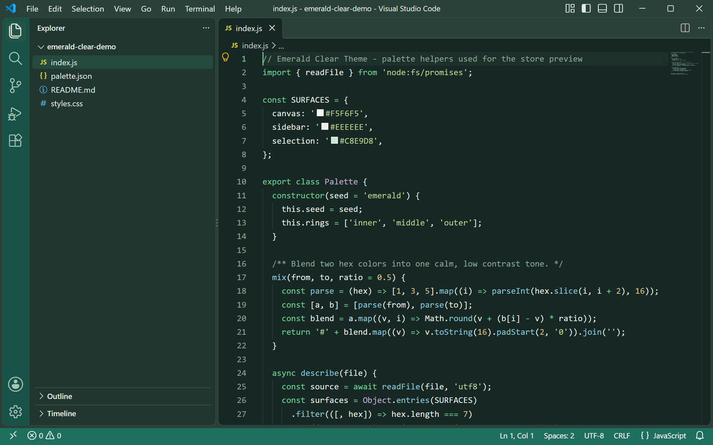 Emerald Clear Theme Dark
