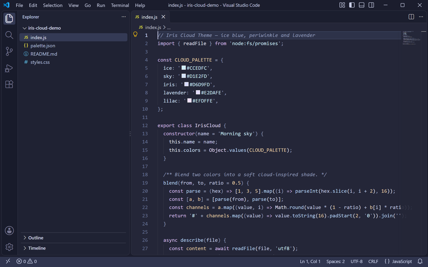 Iris Cloud Theme Dark
