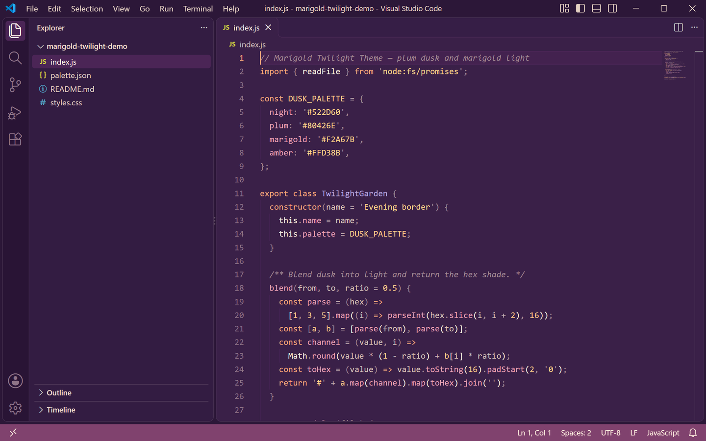 Marigold Twilight Theme Dark