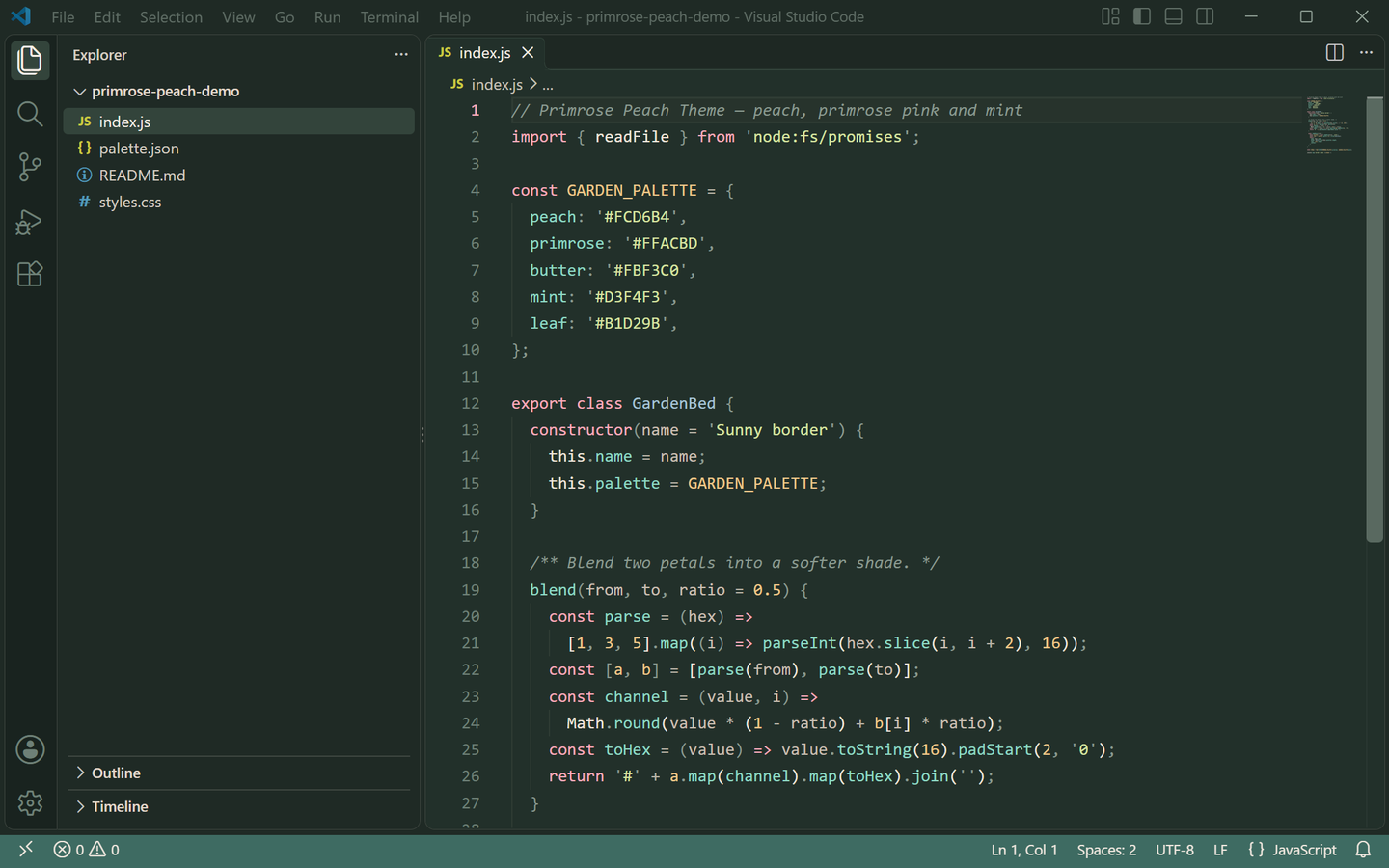 Primrose Peach Theme Dark