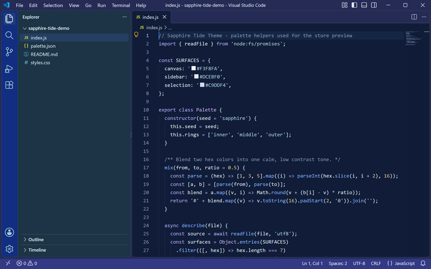 Sapphire Tide Theme Dark