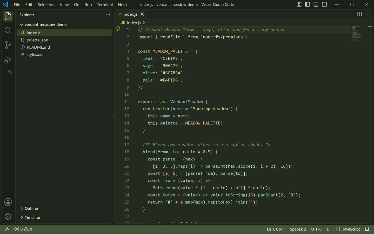 Verdant Meadow Theme Dark