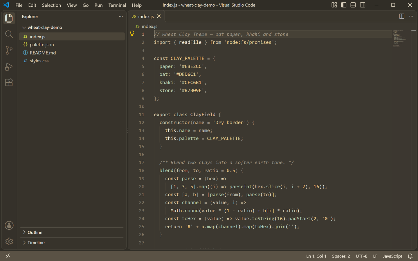 Wheat Clay Theme Dark