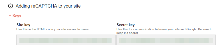 your key in recaptcha admin
