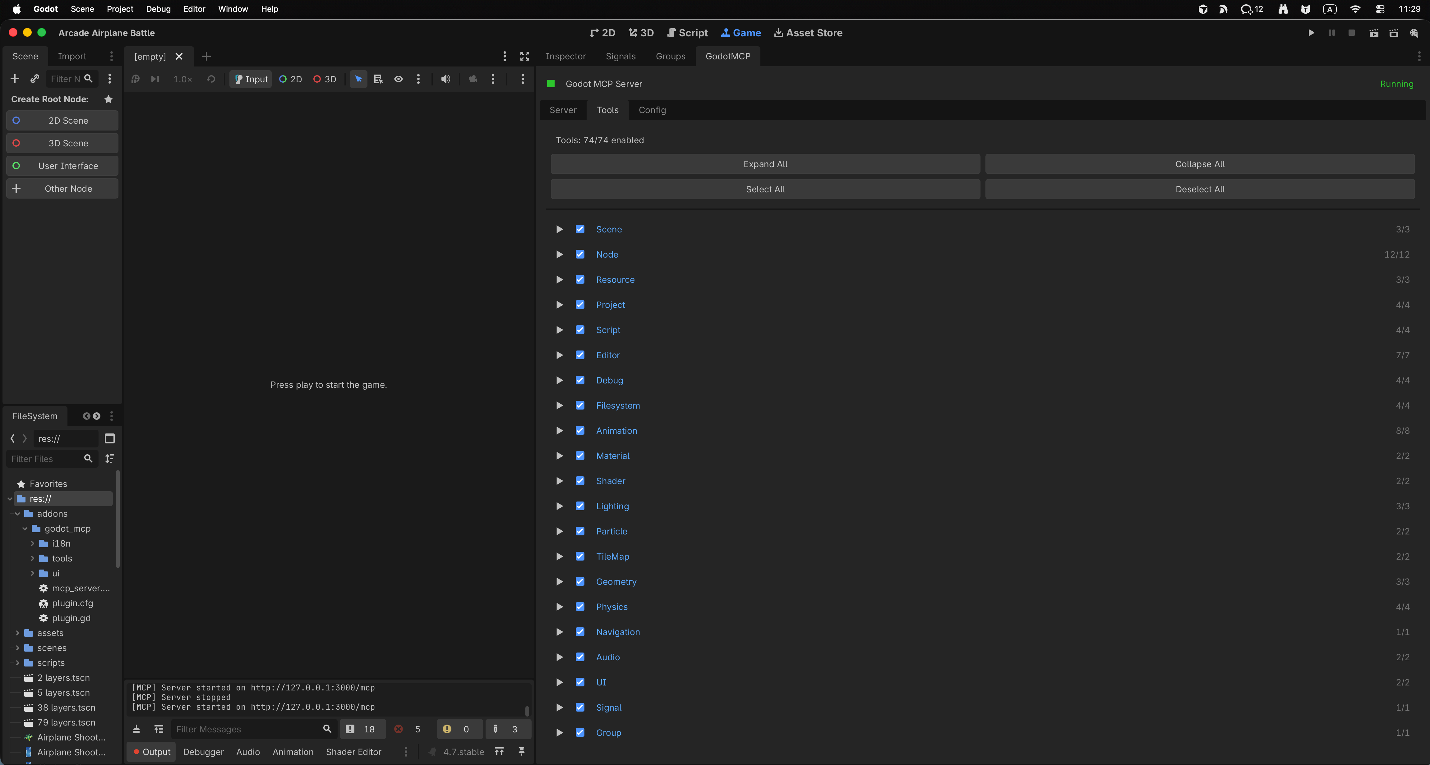Godot MCP supported tools