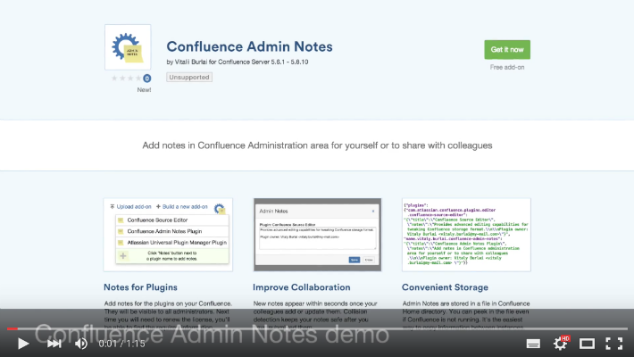 Confluence Admin Notes demo