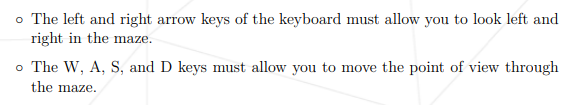 cub3D requires movement with WASD and rotation with arrows