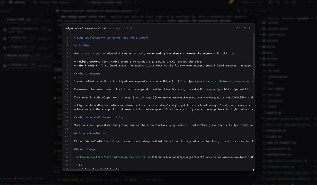 Inline file preview open over the terminal
