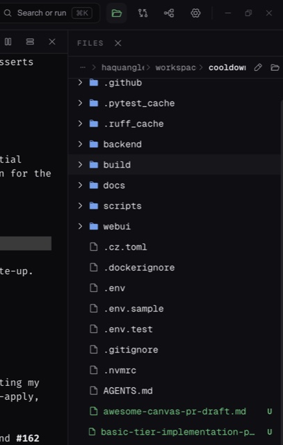 Files browser with git decorations on changed files