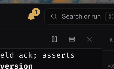 Notification bell with an unread badge in the top bar