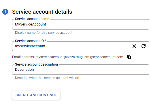 Service account details