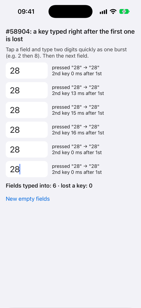 0 of 6 bursts lost a key